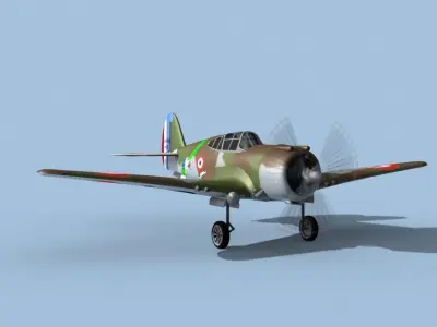 Curtiss H-75C Mohawk V10 France 3D model