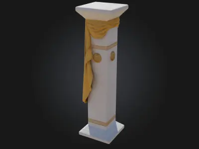 Golden Drape Pedestal  A Regal Stage for Precious Displays 3D model