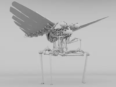 mechafly skeleton insect with wings 3D model