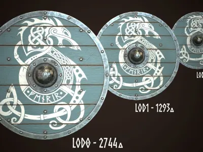 Viking Shield 28 Low-poly 3D model