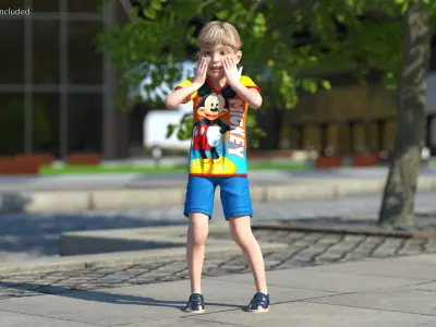 Realistic Child Boy Rigged 3D model