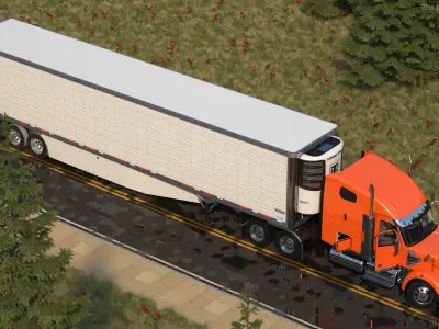 Freightliner Truck with Reefer Trailer Rigged 3D model