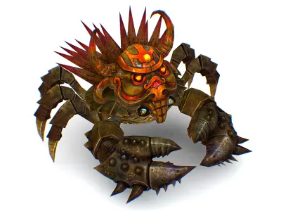 Brown Giant Crab Shell Crayfish Arthropods Sea Animal Low-poly 3D model