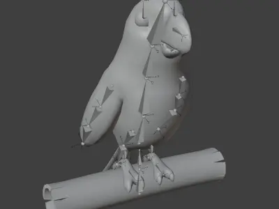 Cartoon Ara Parrot Red-Yellow-Blue Rigged 3D Model Low-poly 3D model
