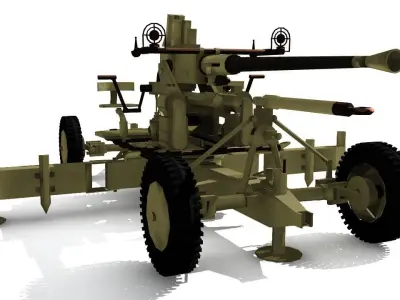 Bofors 40 mm AA Gun Low-poly 3D model