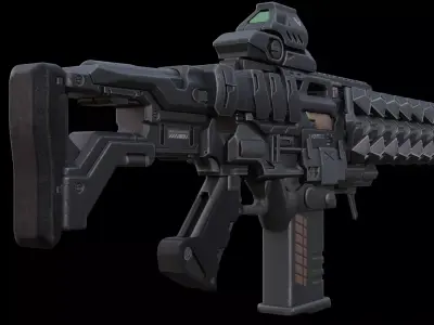 PSHW Sting Sci-Fi Rifle Compact Bullpup SMG Game Ready Low-poly 3D model