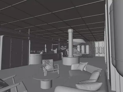 Futuristic Cyberpunk Cafe and Smart City Interior 3D model