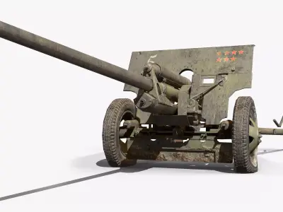 ZIS 2 Cannon USSR Low-poly 3D model