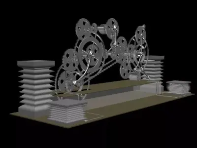 3d Gear clock tower 3D model