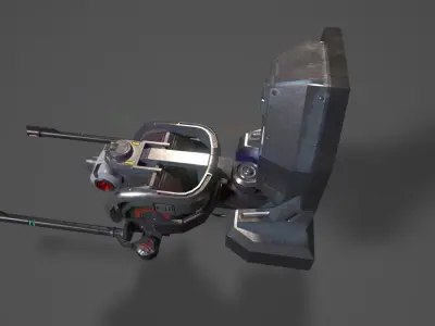 SCI FI AA CANNON Low-poly 3D model