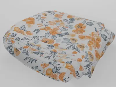 Blanket folded with orange flowers Free 3D model