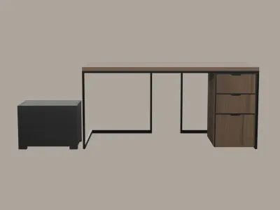 Walnut Furniture Room Set 3D model
