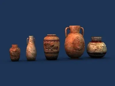 Low poly aztec pottery Low-poly 3D model