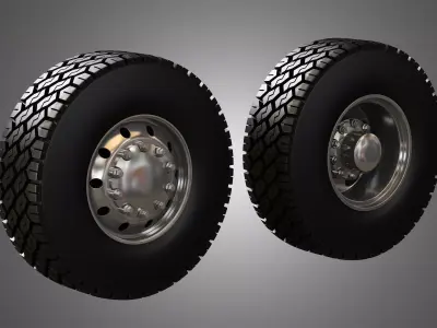 Truck Tires and Wheels-T04 3D model