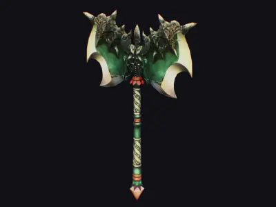 Axe Twohanded Large Weapon Cutting Fantasy Melee Hatchet Low-poly 3D model