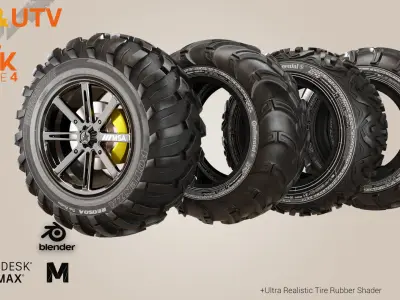 ATV UTV Tire Pack Bundle 4 Low-poly 3D model