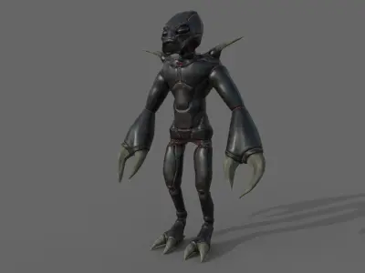 Insectoid alien character - Rigged and animated Low-poly 3D model