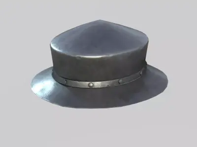 Medieval Kettle Helmet 03 Low-poly 3D model
