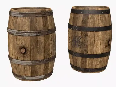 Wooden Barrels Assets 2 Low-poly 3D model