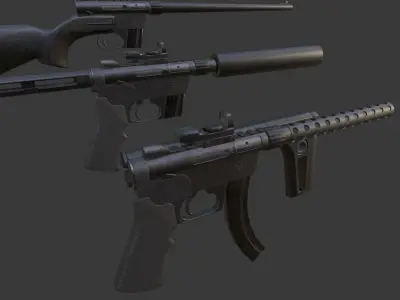 AR-7 Explorer Rifle 3 variants Low-poly 3D model