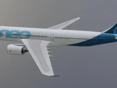 Airbus a330-900neo airbus house livery with cockpit Low-poly 3D model