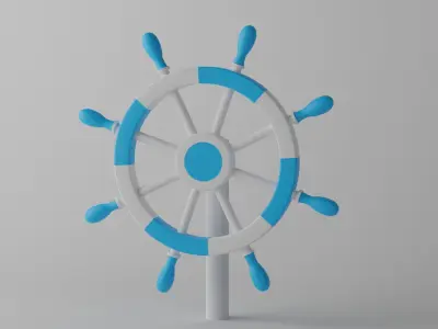 Ships Steering Wheel Low-poly 3D model
