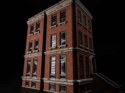 BROOKLYN BROWNSTONE REGULAR OLD BUILDING 004 Low-poly 3D model