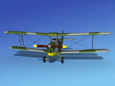 Dehavilland DH82 Tiger Moth V03 3D model