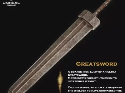 Guts GREATSWORD remastered from Elden Ring Fan Model Low-poly 3D model