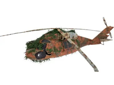 Damaged Rusted Helicopter 3D model