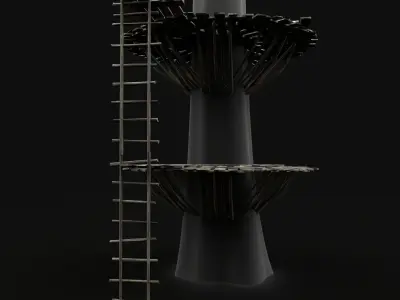 TREE PLATFORM WOODEN CONSTRUCTION SCOUT TOWER WATCHTOWER NEXTGEN Low-poly 3D model