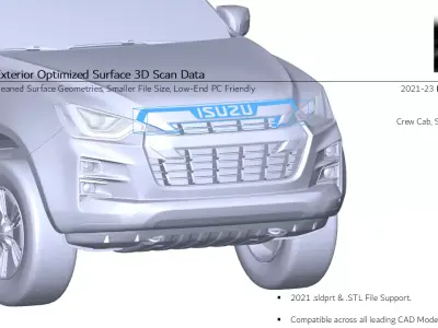 2021 2023 ISUZU D-MAX 4X4 Complete 3D Scan Surface Data 3D model