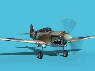 Curtiss P-40B Tomahawk V01 RAF 3D model