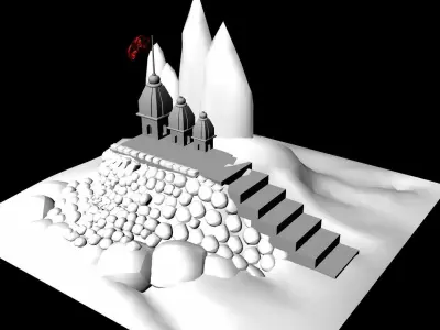 Hill Temple Fountain 3D model