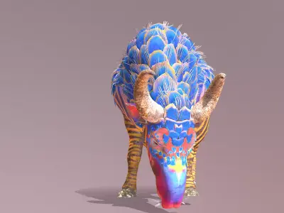 Mythical zebra COW EATING grass 3D model