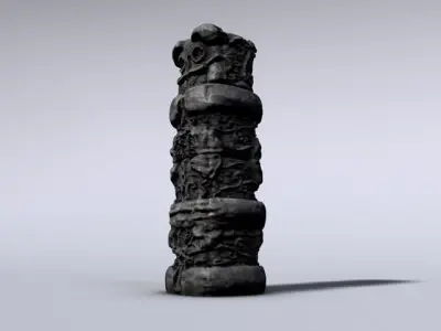 Stone totem module Low-poly 3D model