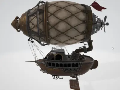 Steampunk ship Low-poly 3D model