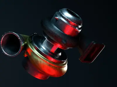 Turbocharger - car part Low-poly 3D model