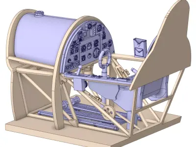 Hawker Hurricane MK-1 Cockpit 1 by 16 Scale 3D Model 3D print model