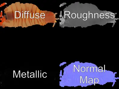 Realistic Mealworm Model Pack for Production and Game Environ... Low-poly 3D model