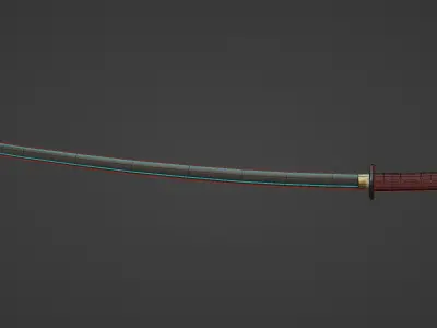 Free Low Poly Katana Game Ready PBR Sword Free low-poly 3D model
