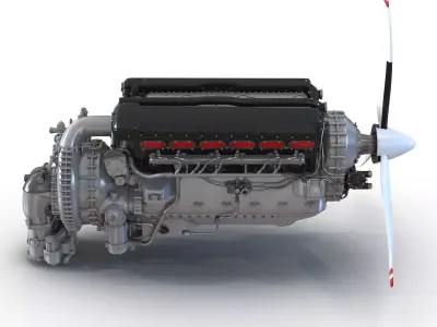 Piston Aero Engine 2 3D model