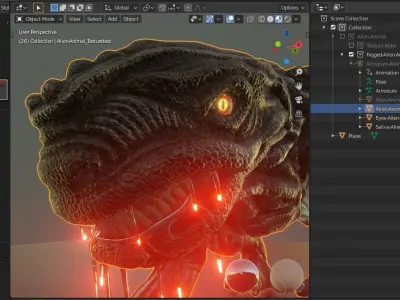 Alien Animal Re-Texture-Baked in Blender-2-81a Free low-poly 3D model