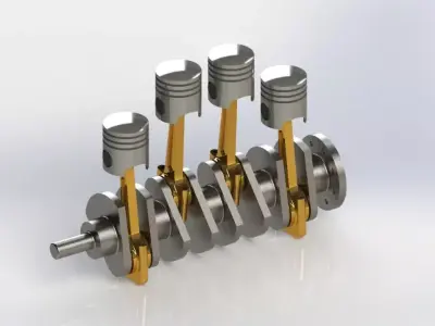 4 Cylinder Engine Free 3D model