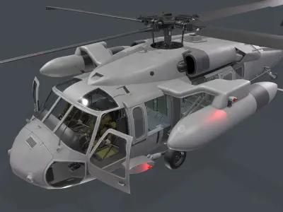 UH-60 Black Hawk Grey Complex Animation Low-poly 3D model