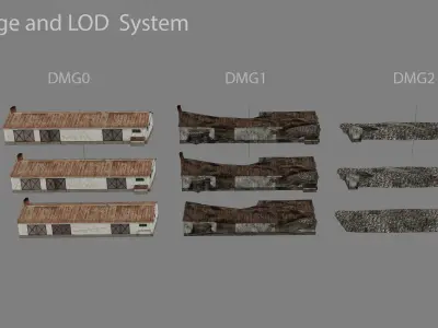 Old Garage 01 white with damage DMG Low-poly 3D model