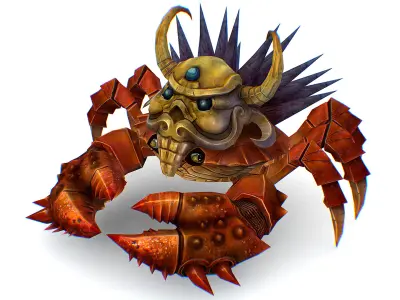 Red Giant Crab Shell Crayfish Arthropods Sea Animal Low-poly 3D model