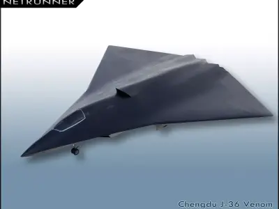 Chengdu J-36 Venom Low-poly 3D model