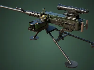 M2 Browning Machine Gun 05 PBR Unity UE V-Ray Textures Included Low-poly 3D model