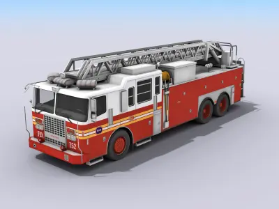 Fire Truck Low-poly 3D model